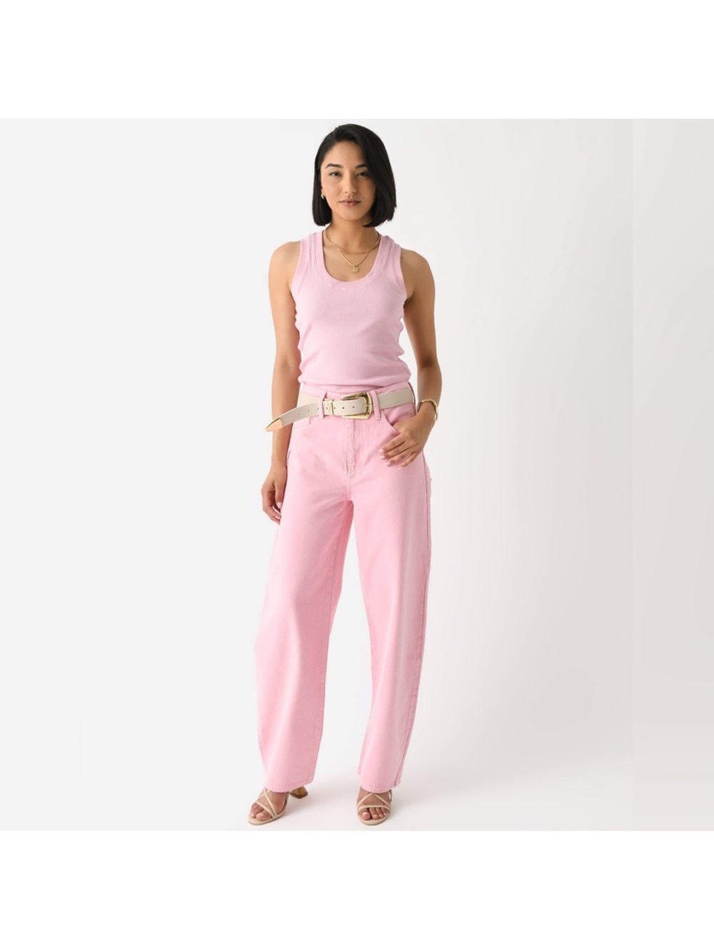 Frame Denim Wide Leg High-Rise Pants in Pale Pink